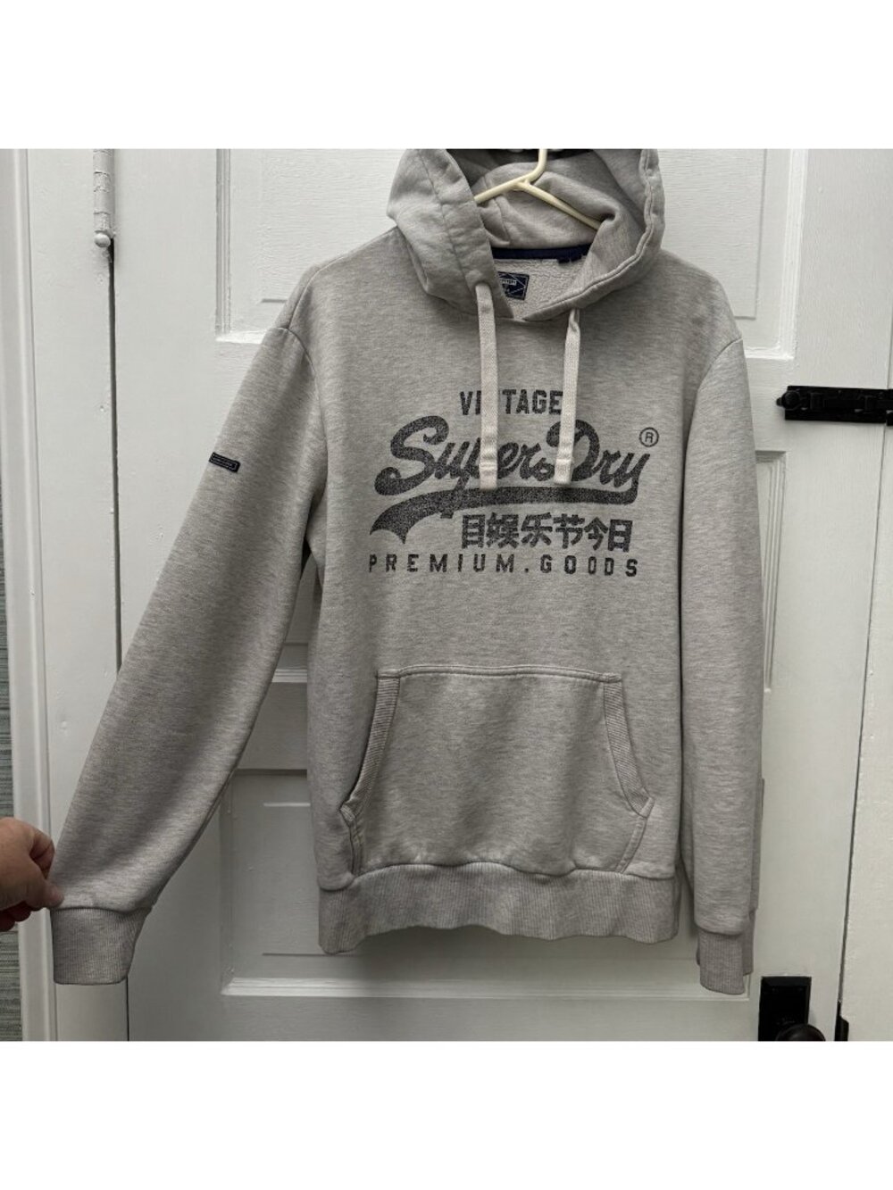 Superdry Mens M Gray Vintage Logo Premium Goods Cotton Blend Pullover Hoodie